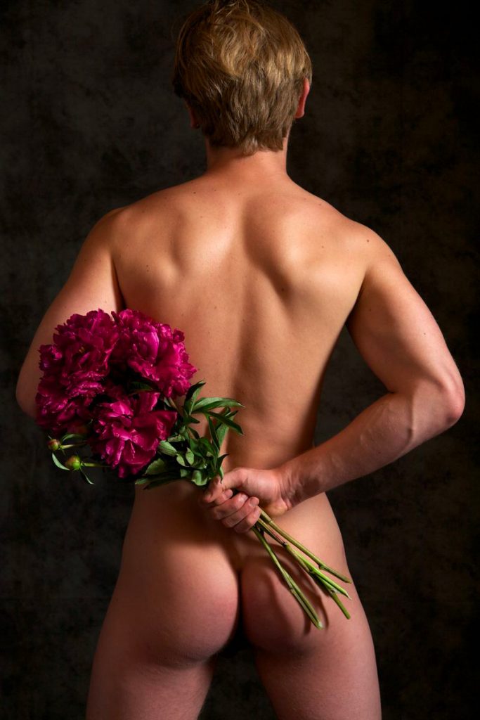 Man and flowers cute and gay